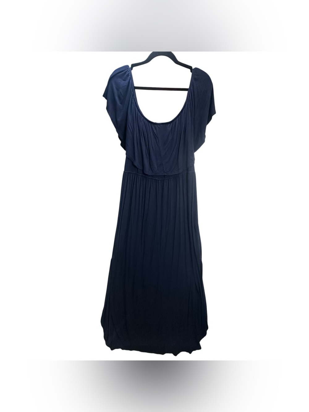 Sweet Lovely by Jen Navy Blue Maxi Dress 1XL Flutter Sleeve Stretch Boho - Picture 3 of 5